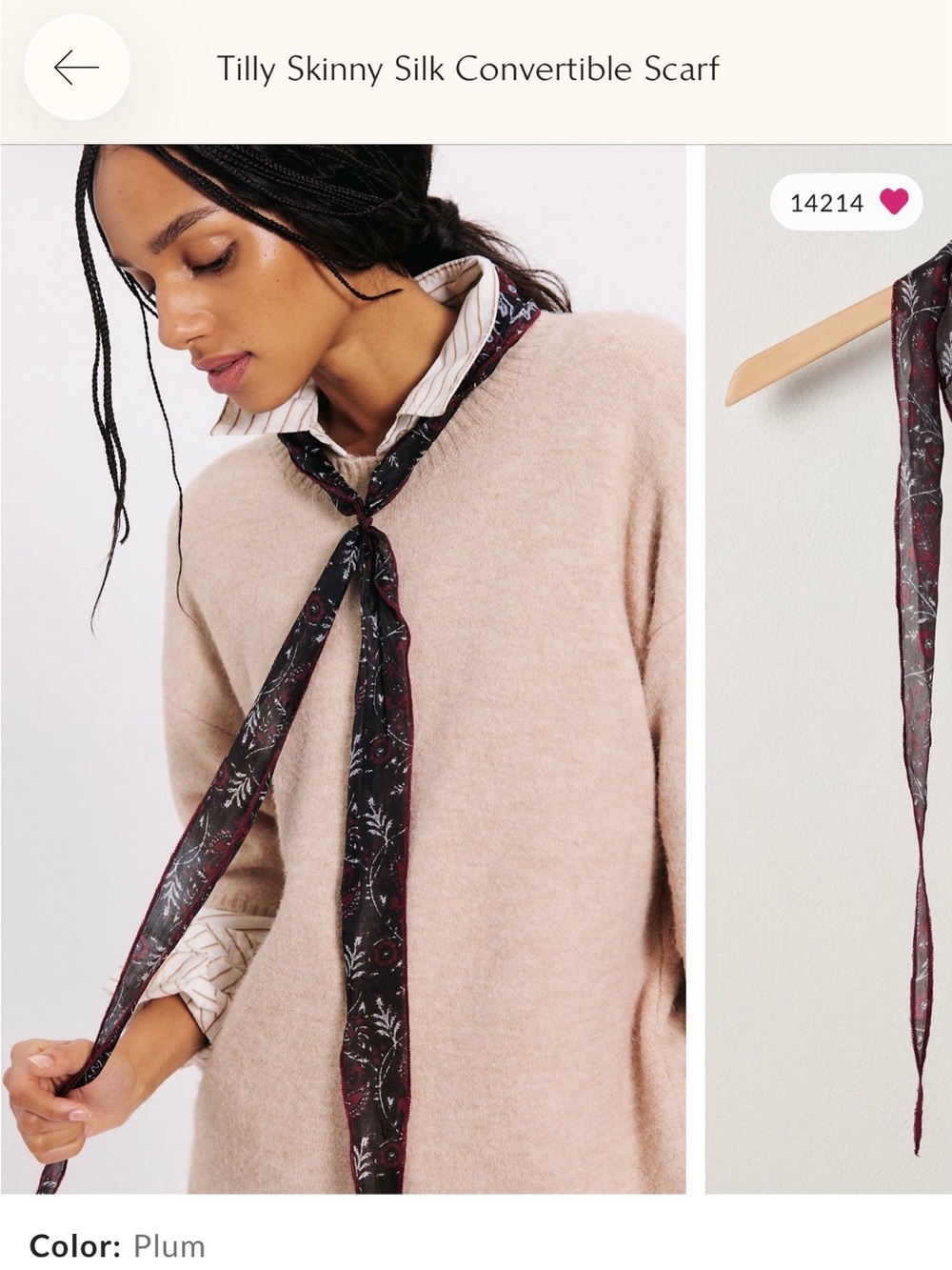 Free People Tilly Skinny Silk Convertible Scarf - Plum Floral